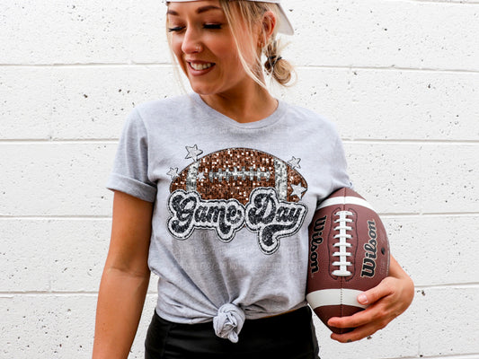 GAME DAY FOOTBALL-FAUX SEQUIN EFFECT (GRAPHIC TEE) 3476