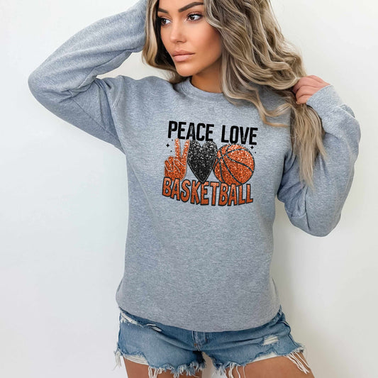 PEACE LOVE BASKETBALL-FAUX SEQUIN EFFECT (GRAPHIC TEE) 3485