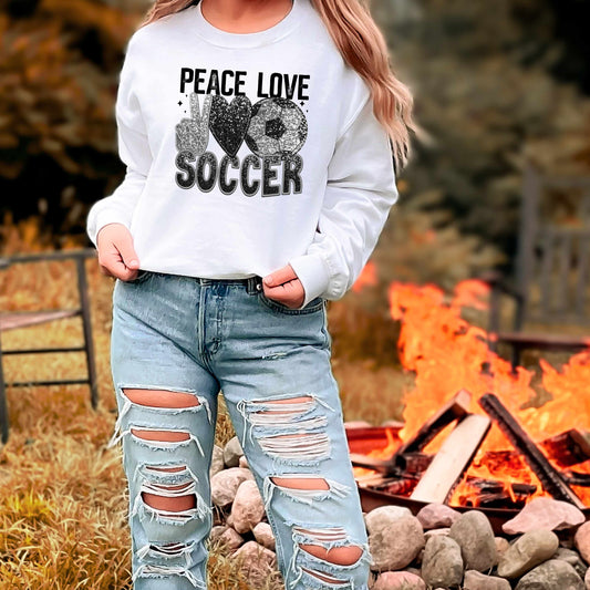 PEACE LOVE SOCCER-FAUX SEQUIN EFFECT (GRAPHIC TEE) 3486