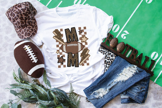 FOOTBALL MOM-FAUX SEQUIN/EMBROIDERY (EFFECT) GRAPHIC TEE 3491