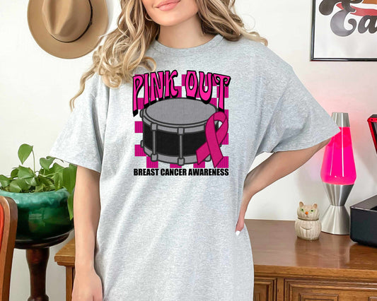 PINK OUT BAND-FAUX EMBROIDERY (EFFECT) Graphic Tee 3575