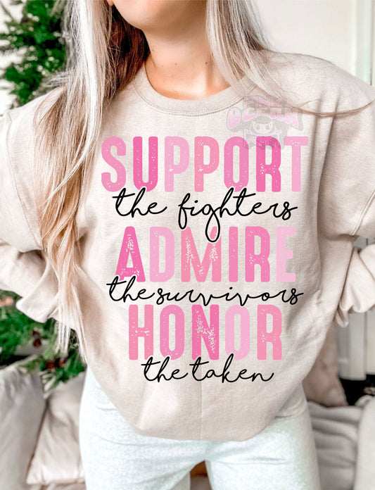 SUPPORT, ADMIRE,HONOR-PINK GRAPHIC TEE 404AZ