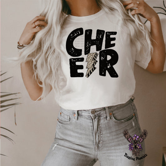 Cheer Leopard Bolt Graphic Tee AS02
